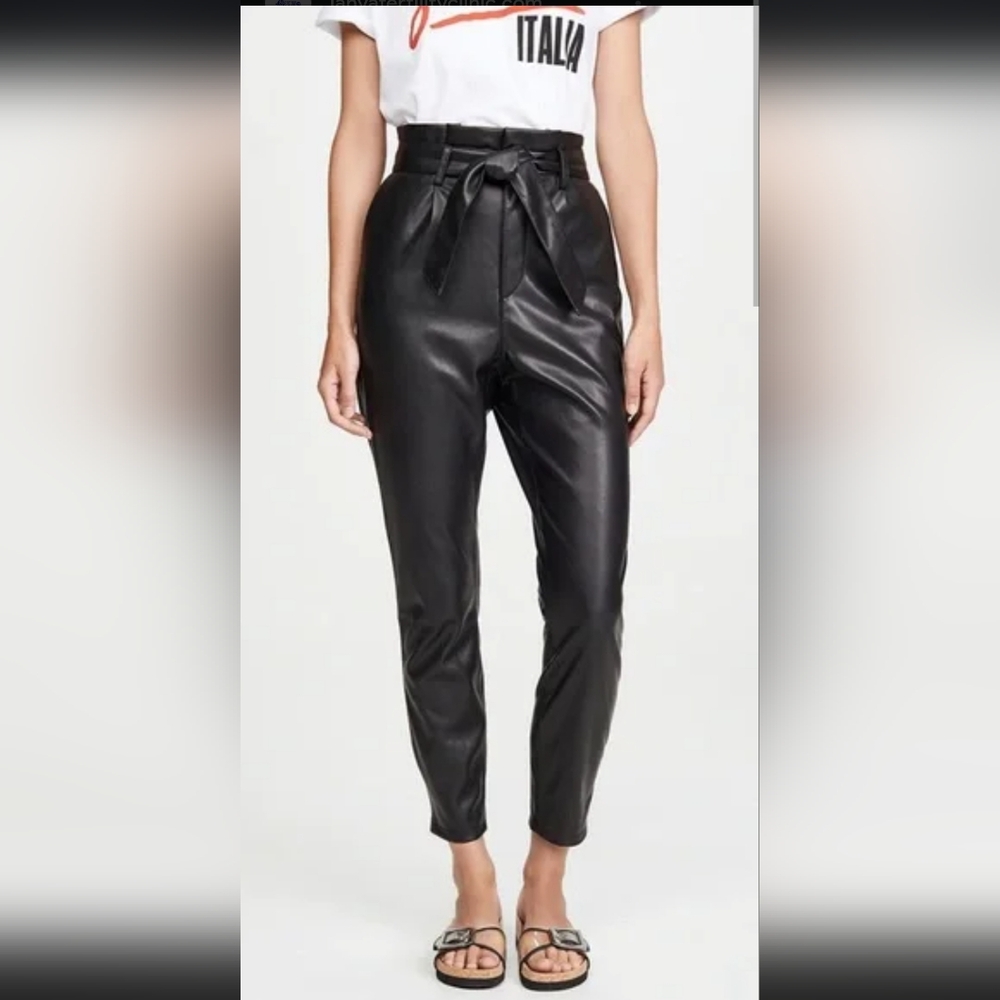BB DAKOTA Steve Madden Paper Bag Waist Black Vegan Leather Pants